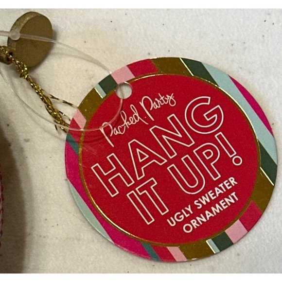 Set of 4 Packed Party Ugly Sweater Merry Vibes Plastic Tree Ornaments (NWT) - Picture 7 of 9